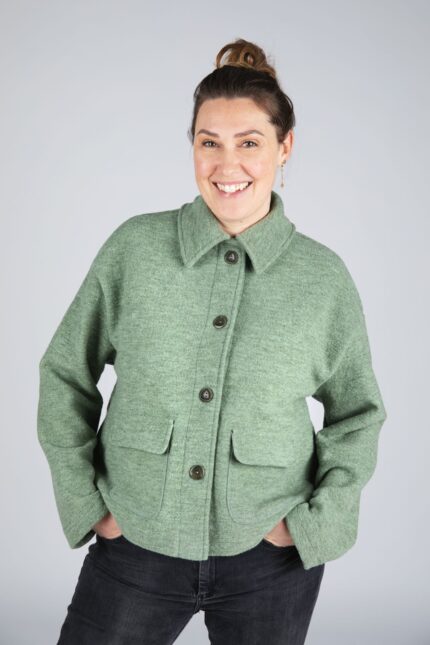 Giacca BOOL in lana merino donna SALVIA (SU ORDINAZIONE)