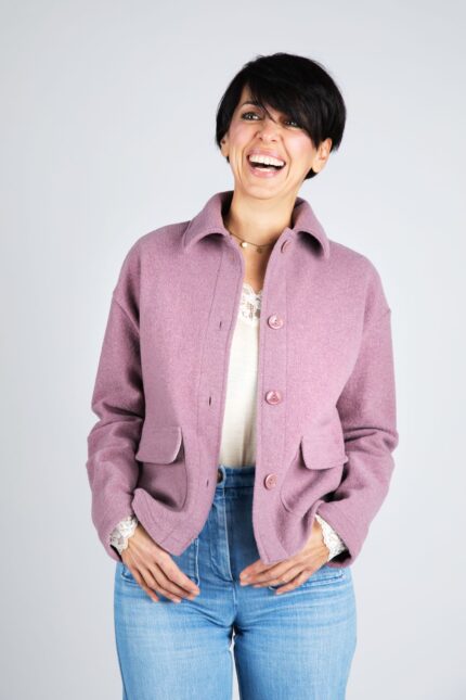 Giacca BOOL in lana merino donna ROSA (SU ORDINAZIONE)