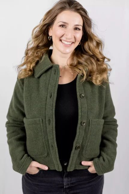 Giacca NATURE in pile di lana merino donna OLIVE (SU ORDINAZIONE)