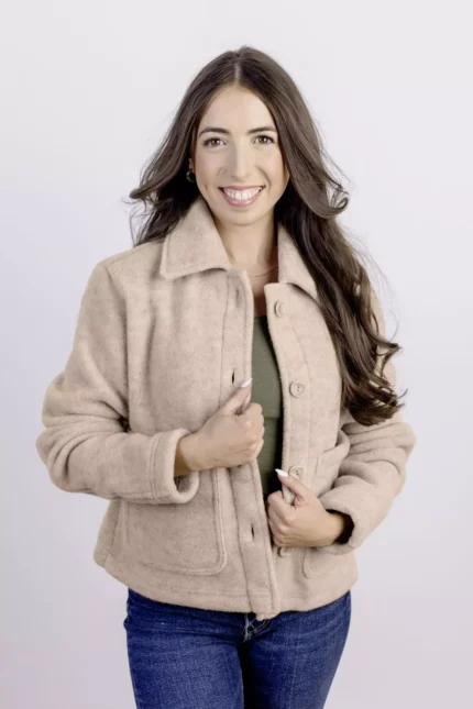 Giacca NATURE in pile di lana merino donna NATURAL (SU ORDINAZIONE)