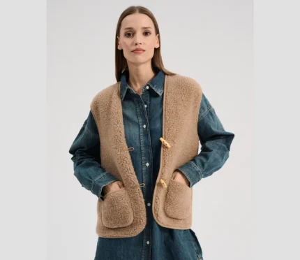 Gilet donna ALPI in lana merino NOCCIOLA (SU ORDINAZIONE)