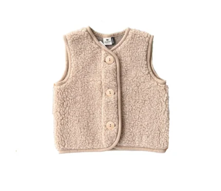 Gilet POE in lana merino bambini BISCOTTO (SU ORDINAZIONE)