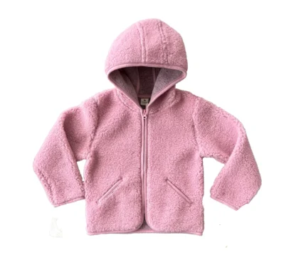 Giacca TEDDY in lana merino bambini ROSA (SU ORDINAZIONE)