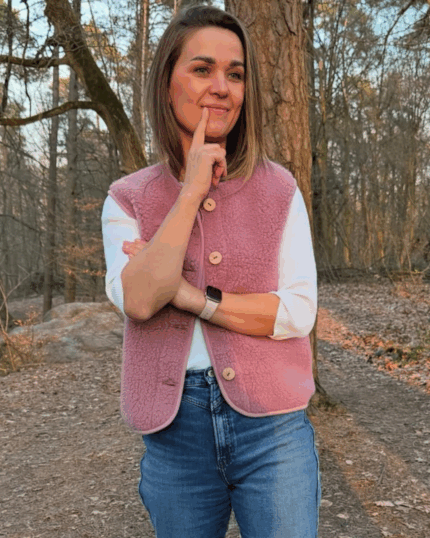 Gilet donna POE in lana merino ROSA (SU ORDINAZIONE)
