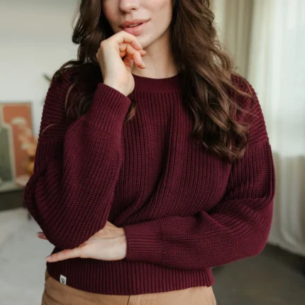 Maglione MARA BORDEAUX in cotone biologico