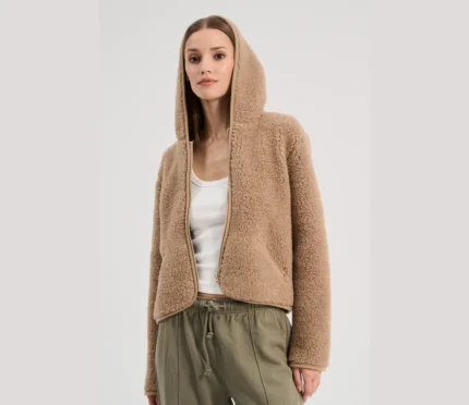 Giacca TEDDY in lana merino donna BISCOTTO (SU ORDINAZIONE)