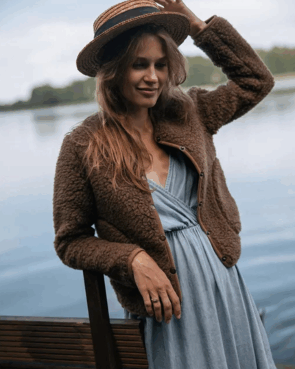 Giacca donna KALLY in lana merino BROWN (SU ORDINAZIONE)
