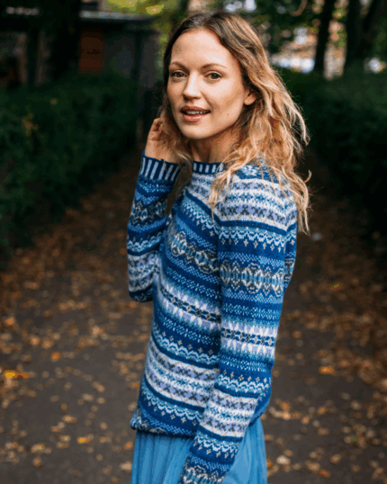 Maglione all-over KINROSS SAPPHIRE donna in lana di agnello merino