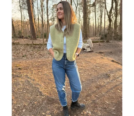 Gilet donna MAKALU in lana merino PISTACCHIO (SU ORDINAZIONE)