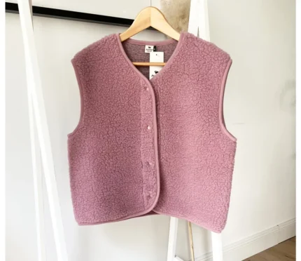 Gilet donna MAKALU in lana merino ROSA (SU ORDINAZIONE)