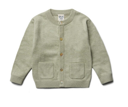 Cardigan PURI Verde in cotone biologico e seta