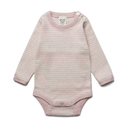 Body rigato PURI Rosa in cotone biologico e seta