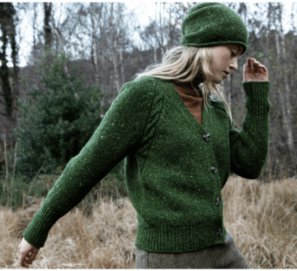 Cardigan donna FOREST RUGGINE in lana merino donegal