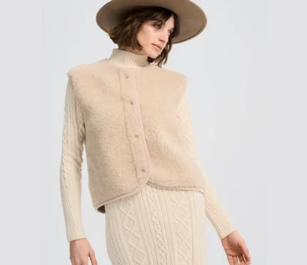 Gilet donna MAKALU in lana merino PANNA (SU ORDINAZIONE)